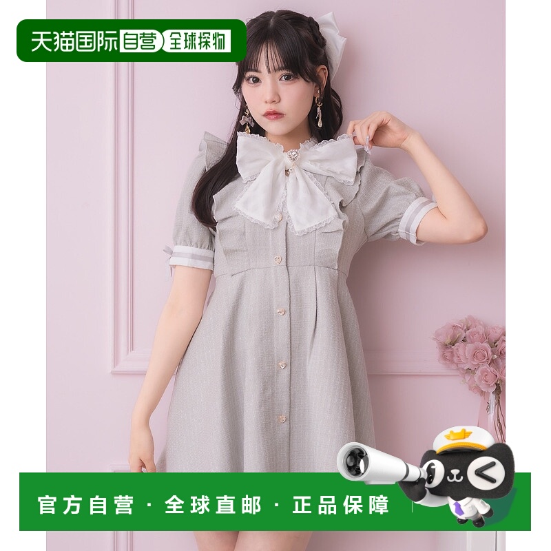 1h可退 日本直邮ROJITA女士夏季混纺格纹蝴蝶结半透感连衣裙 1523