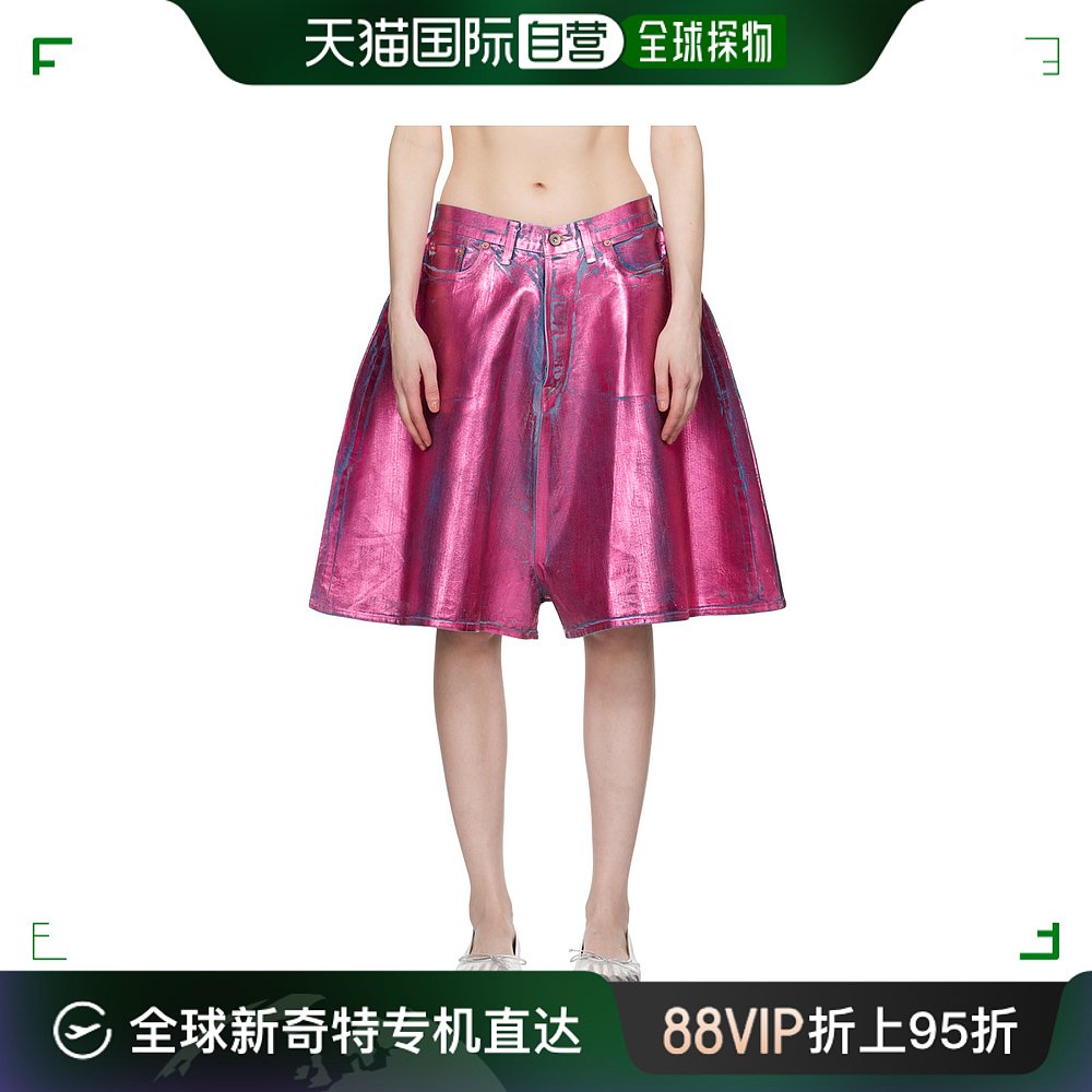 香港直邮潮奢 Doublet 女士 粉色箔涂层牛仔短裤 24SS09PT260 女士内衣/男士内衣/家居服 睡裤/家居裤 原图主图