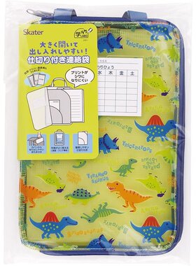Skater斯凯达科目袋付间隔 作业本等收纳 恐龙图像ZRF1-A