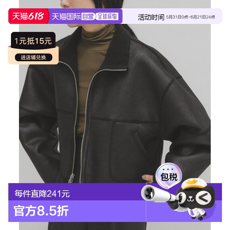 日本直邮KBF 女装 双面可穿 仿皮毛一体 复古短款外套 KBA727R160
