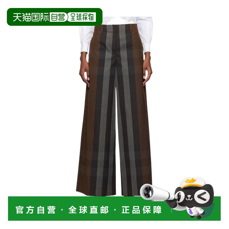 香港直邮BURBERRY 女士休闲裤 80683471 AW2023 黑色 阔腿长裤 - 天猫国际全球探物出品