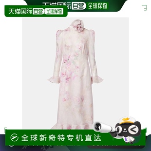 香港直邮ZIMMERMANN 001327 女士 褶皱亚麻真丝中长连衣裙