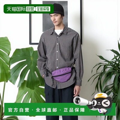 1h可退 日本直邮Steven Alan 男士宽松烟灰色格纹翻领反缝衬衫 81