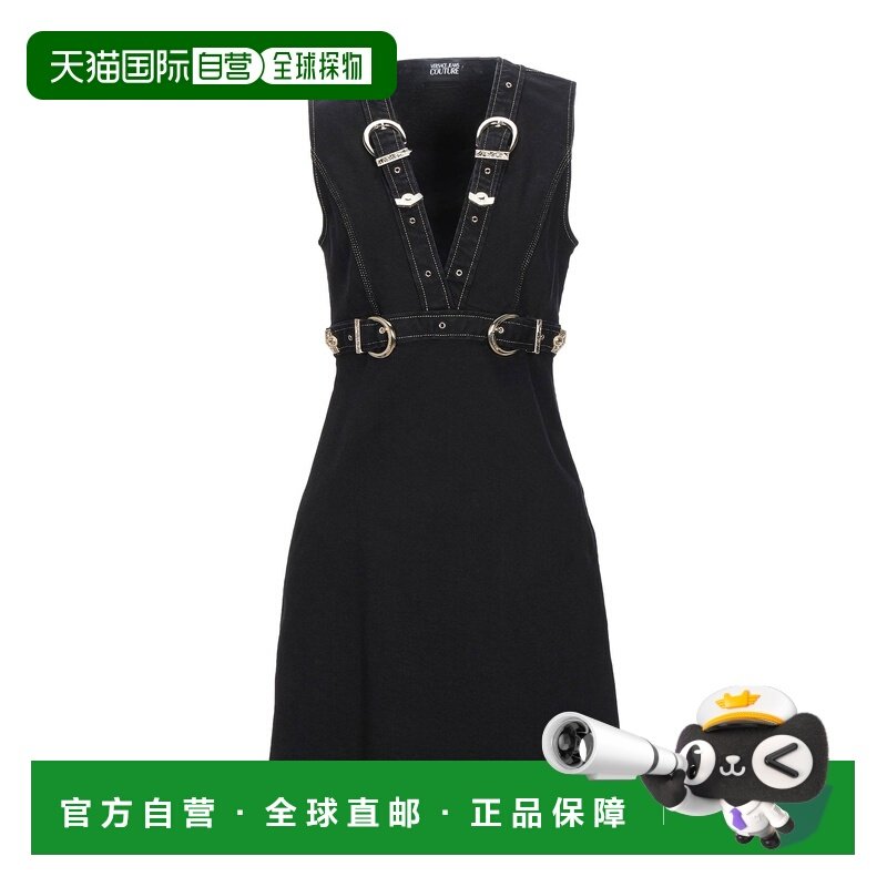 1h可退 香港直邮潮奢 versace 范思哲 女士 牛仔连衣裙 black黑色