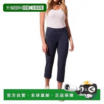 自营tribalStretch Cotton Pull-On Straight Leg Capris In Jet