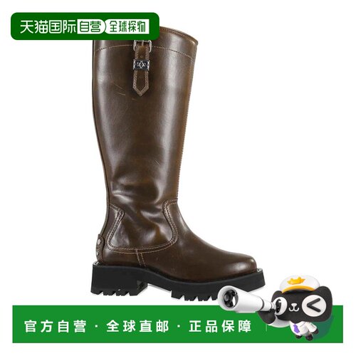 香港直邮GANNI 女士靴子 S3023826 AW2025 棕色 Studs High Boot