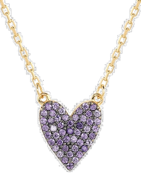 自营 Suzy Levian 紫色立方氧化锆金色纯银心形项链 - 紫色 美国
