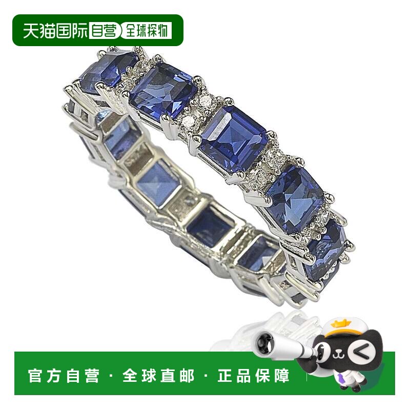 自营Suzy Levian 纯银蓝宝石和钻石口音永恒戒指 - 蓝色 美国奥莱
