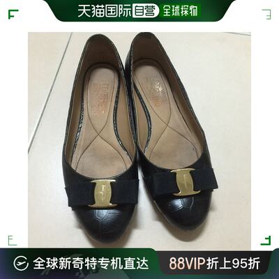 香港直邮SALVATORE FERRAGAMO 女士黑色皮革平底鞋 0597796