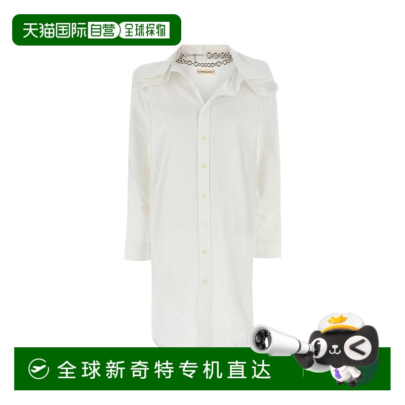 香港直邮Y PROJECT 女士 白色牛津衬衫式连衣裙 101DR004F548EVER