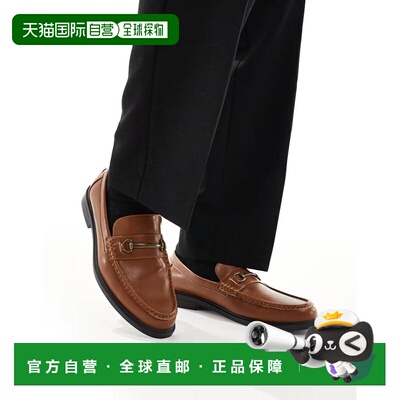 1h可退 香港直邮ASOS 男士 snaffle 设计褐色乐福鞋 brown棕色 舒