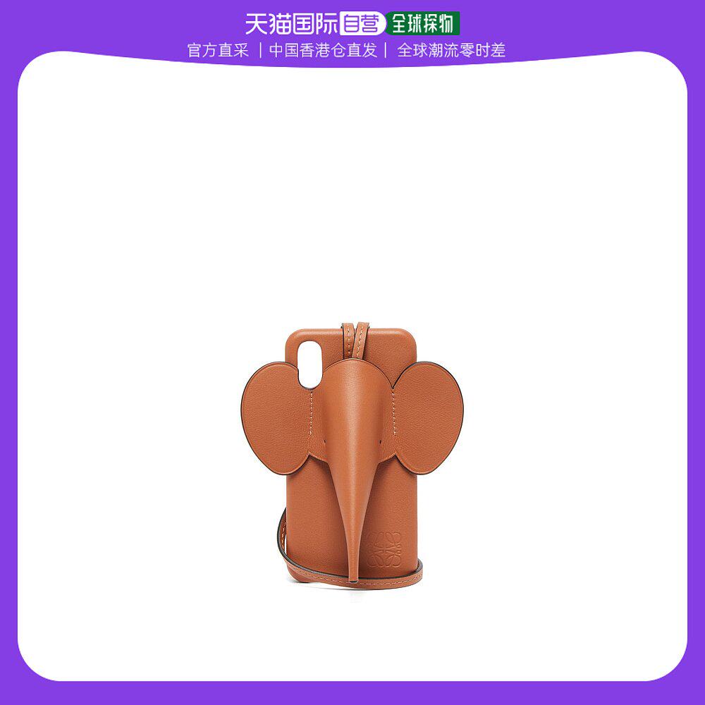 香港直邮潮奢 loewe 罗意威 女士 iphone03 x/xs 褐色大象皮革手机
