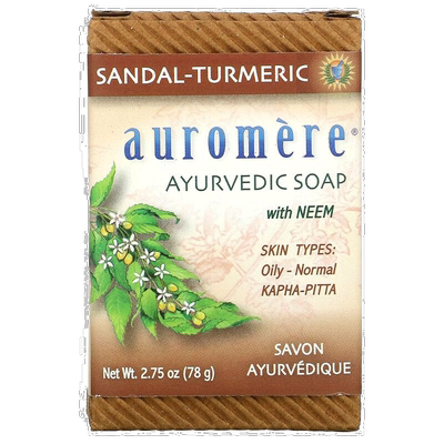 香港直发Auromere阿育吠陀块皂含檀香姜黄嫩肤水润盈透清爽7正品