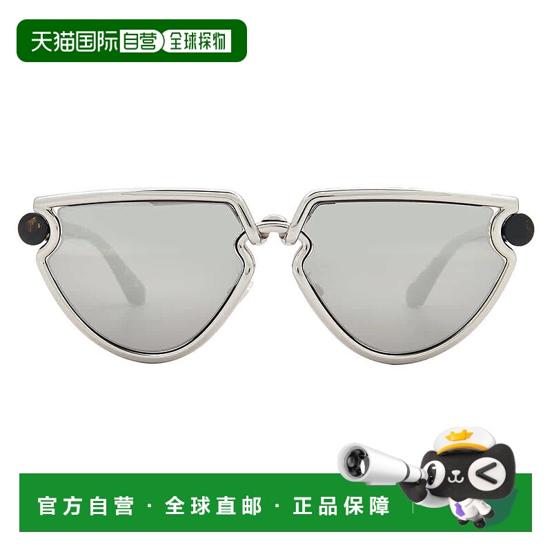 自营Burberry Light Grey Mirror Silver Irregular Ladies Sungl
