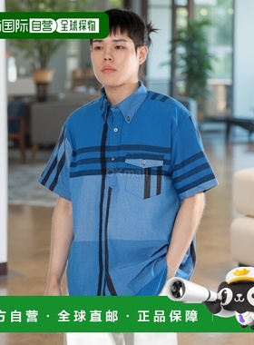 韩国直邮Engineered Garments 泡泡纱短袖衬衫 蓝色大格子棉质 MP