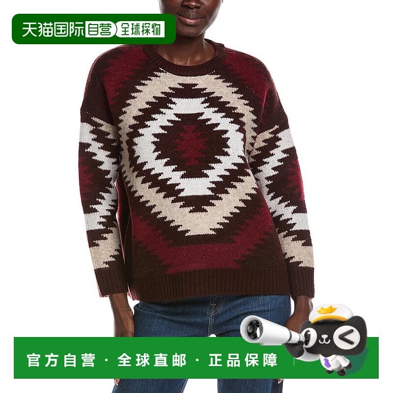 自营Vince Camuto Crewneck Aztec Sweater - red 美国奥莱直发