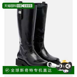 香港直邮GANNI 女士 1h可退 甘尼 舒适时 铆钉及膝靴子 black黑色