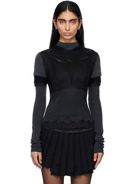 潮奢 Balenciaga 巴黎世家 女士 黑色叠层上装 808858TMV26