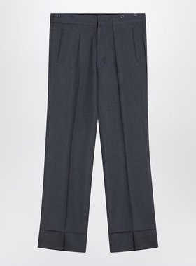 Prada 普拉达 男士 宽松灰色马海毛真丝裤子 UP0306OOO1CMV