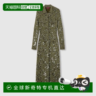 Polo 欧洲直邮Gucci古驰女士深绿色花呢混纺 连衣裙