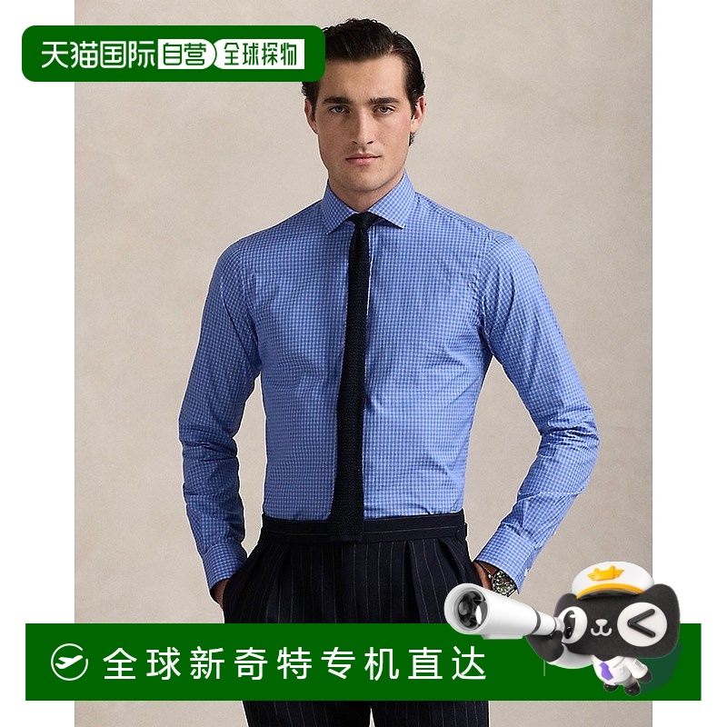 欧洲直邮RALPH LAUREN拉夫劳伦 Polo经典版型府绸格纹衬衫
