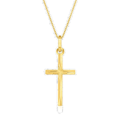 自营 Ross-Simons 意大利 18 克拉黄金钻石切割十字吊坠项链 - 18