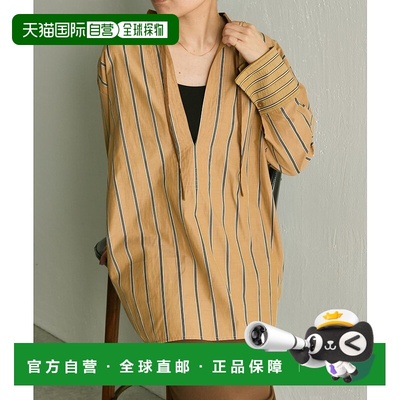 1h可退 日本直邮ear PAPILLONNER 女装 纽带设计 长款条纹衬衫 EA