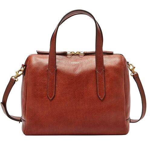 【美国奥莱】直发 Fossil 女士悉尼皮革挎包 - 中号棕色