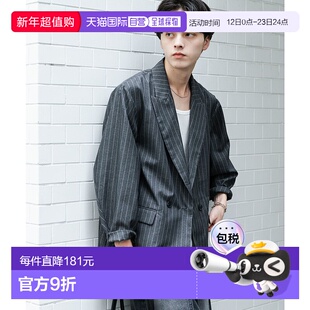 1h可退 日本直邮SENSE OF PLACE男装夏款仿麻细条纹宽松西装外套