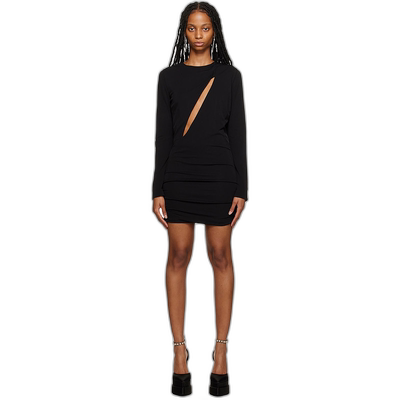 1h可退 香港直邮潮奢 versace 范思哲 女士 黑色 Slashed 连衣裙