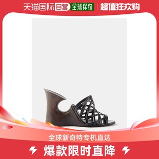 Alaia 女士La Sculpture 香港直邮潮奢 100 皮质木质坡跟凉鞋