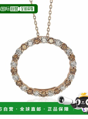 自营 Suzy Levian Rose 纯银棕色和白色立方氧化锆交替圆形永恒吊