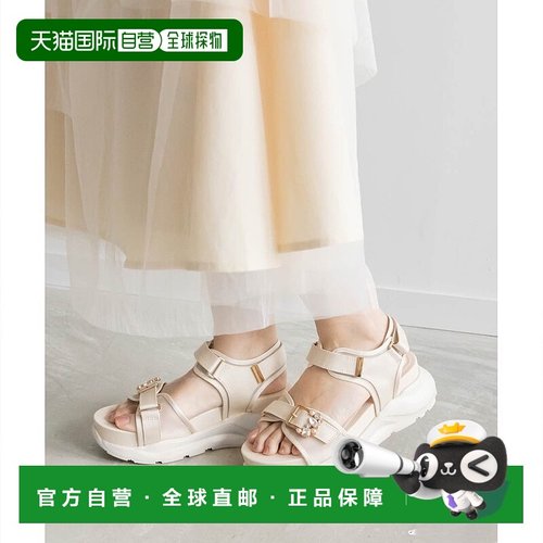 日本直邮RANDA 组合材质可视扣带凉鞋 厚底 黑色 RA041BW016812