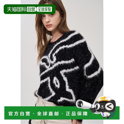 韩国直邮SJYP [SJYP] 毛标识针织套头衫 (PW2EAKTOT20WBK)