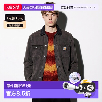 1h可退 香港直邮CARHARTT WIP 男士 MITCH 黑色衬衫式棉质夹克 I0