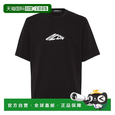 自营dsquared2Graphic Print Cotton Jersey T-Shirt - black 美