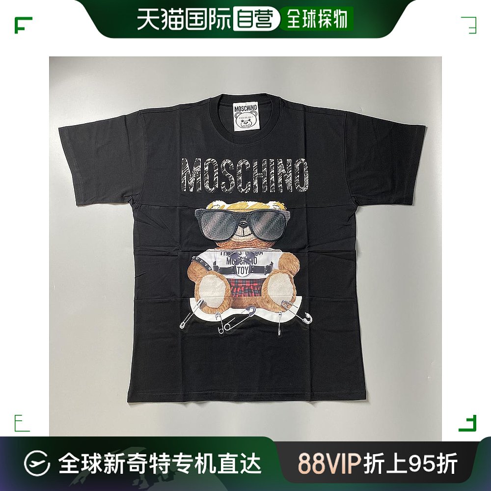 香港直邮MOSCHINO女士黑色小熊戴墨镜系列T恤 EV0702-5540-3555