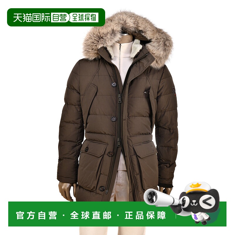 自营Eleventy Cotton-Wool Coat W/ Removable Coyote Fur Trim H