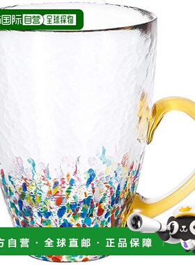 日本直邮ADERIA津轻玻璃马克杯七彩琉璃320ml日本制黄柄 F 71655