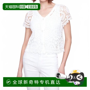 自营 美国奥莱直发 charlie b白色钩针波莱罗开衫