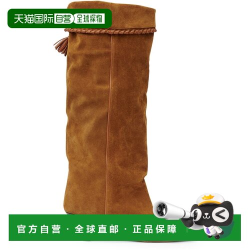 自营欧洲直邮ISABEL MARANT Elita女士干邑色皮革天鹅绒中跟尖头
