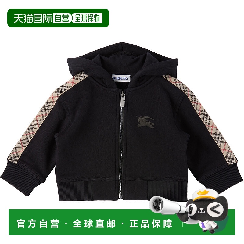 1h可退 香港直邮Burberry 巴宝莉 女童 黑色 Check Trim Cotton Z