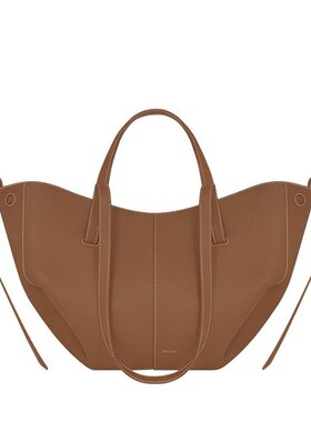 欧洲直邮POLENE Cyme Mini系列灰色荔枝纹小牛皮手提单肩包