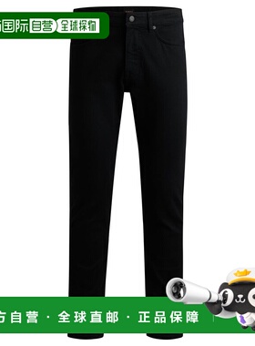 自营 boss特拉华修身牛仔裤，采用舒适弹力黑色牛仔布制成 - 黑色