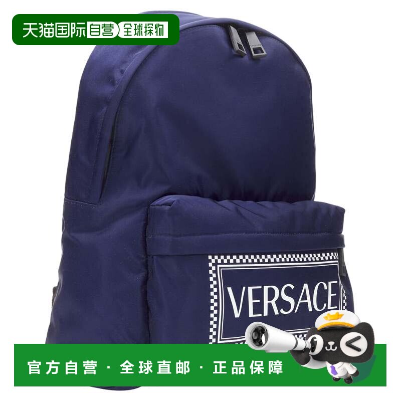 自营Versace盒子标志尼龙GRECA背带背包-蓝色双肩包 美国直发奥莱
