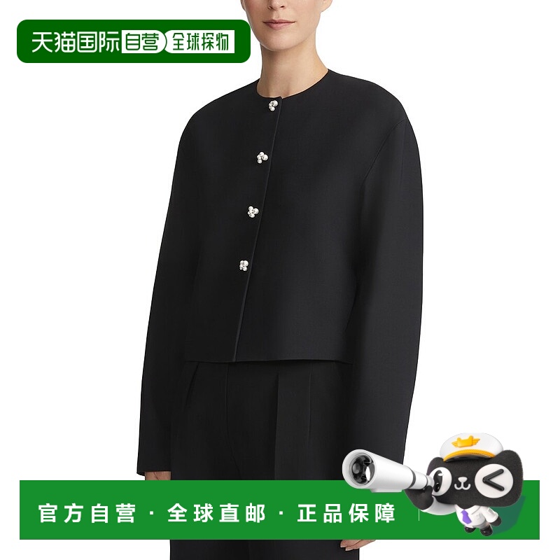 自营Lafayette 148 New York Pearlescent Button Top - black 美