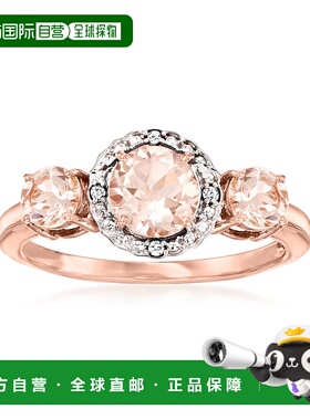 自营 14 克拉 2 色金 Ross-Simons 摩根石镶钻戒指 - 粉红色 美国