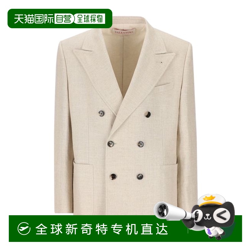 香港直邮VALENTINO男士夹克 VCEH00AKK0NE SS2025花色双排扣长