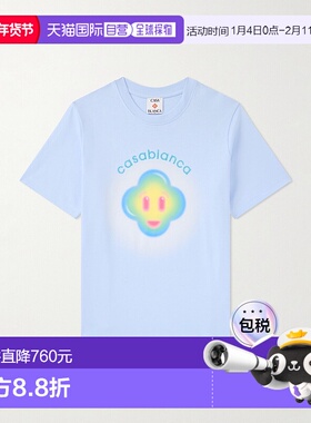 1h可退 香港直邮Casablanca 男士 Airbrush 微笑徽标印花有机棉针