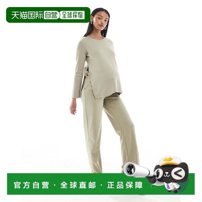 1h可退 香港直邮潮奢 ASOS 女士 设计孕妇装哺乳条纹T恤(海军蓝)